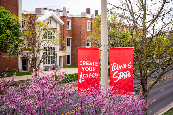 Create Your Legacy flags outside of Schroeder Hall.